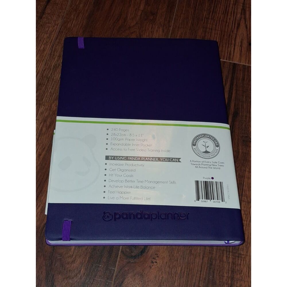 6 Month Unused Panda Planner Pro in Purple 8.5 x 11" Large Planner